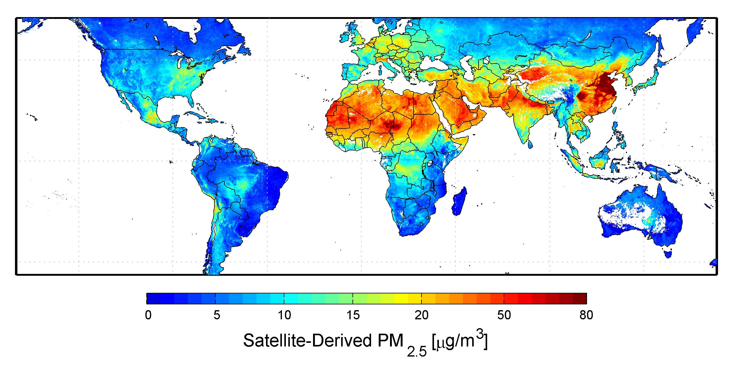全球细颗粒物pm2.5浓度地图 全球细颗粒物pm2.5浓度地图