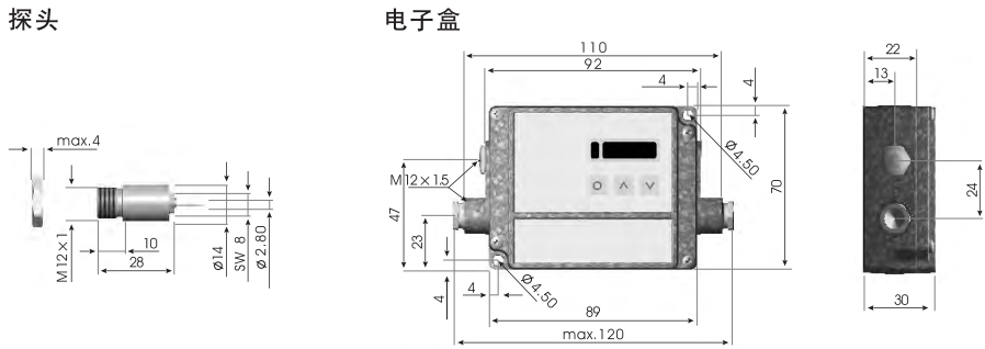 CTG5红外测温仪外形尺寸 CTG5红外测温仪外形尺寸